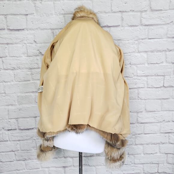 Karen Rizzi Brown Mink Fur Coat Suede Sleeves Drawstring Waist Fits a S/M - Picture 6 of 12